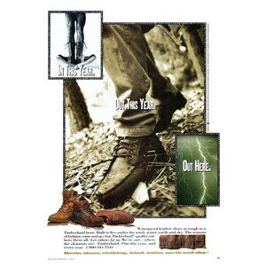 1994 Timberland Boots Hiking Work Casual Shoes Vintage Print Ad 90s Wall Art